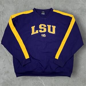 LSU Tigers Pullover Windbreaker Large Knights Apparel Vneck Purple Gold Spellout